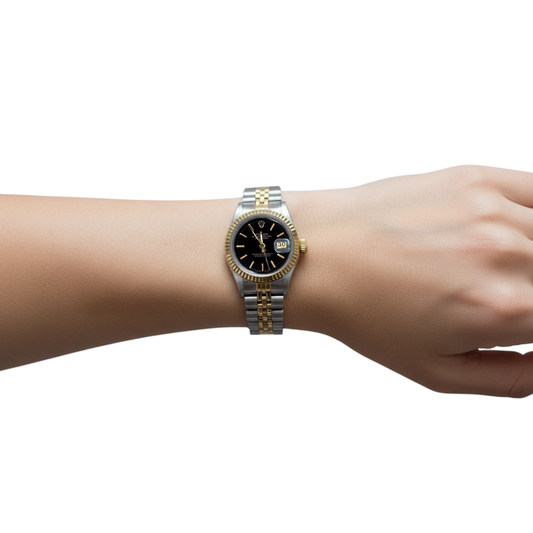 Montre Rolex Datejust pour femme avec cadran bâton bicolore pour femme