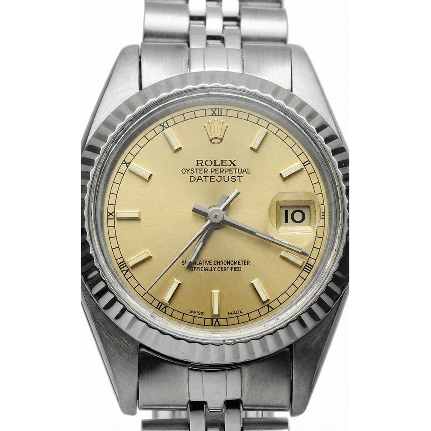 Montre Rolex Datejust pour femme avec cadran bâton de champagne
