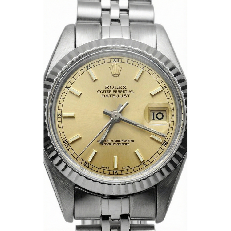 Montre Rolex Datejust pour femme avec cadran bâton de champagne