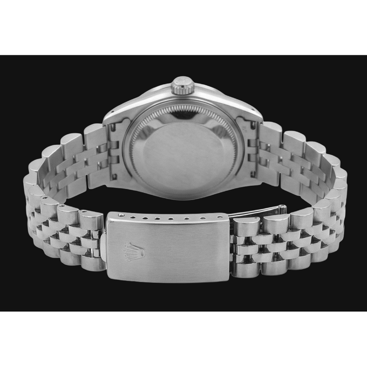 Montre Rolex Datejust pour femme avec cadran en bâton de tapisserie et lunette en diamant