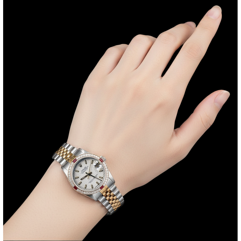 Montre Rolex Datejust pour femme avec cadran lumineux blanc Jubilee 31 mm