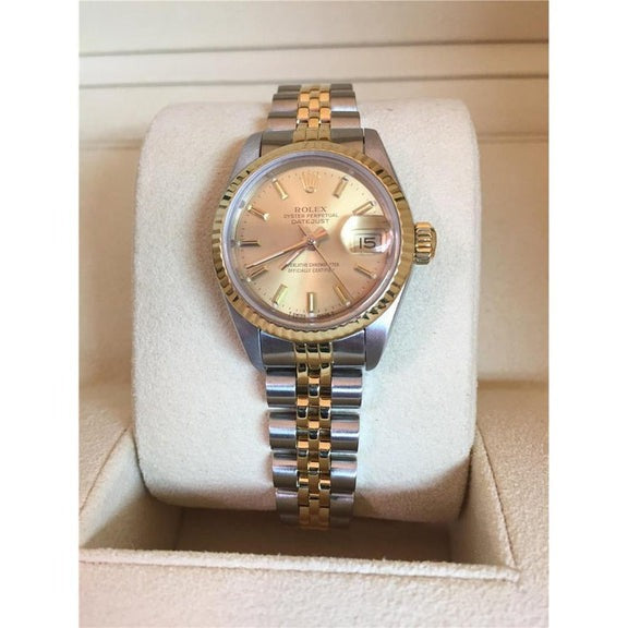 Montre Rolex Datejust pour femme, cadran bâton, lunette lisse