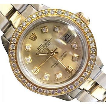 Montre Rolex Datejust pour femme, cadran diamant champagne