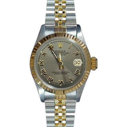 Montre Rolex Datejust pour femme, cadran romain gris bicolore