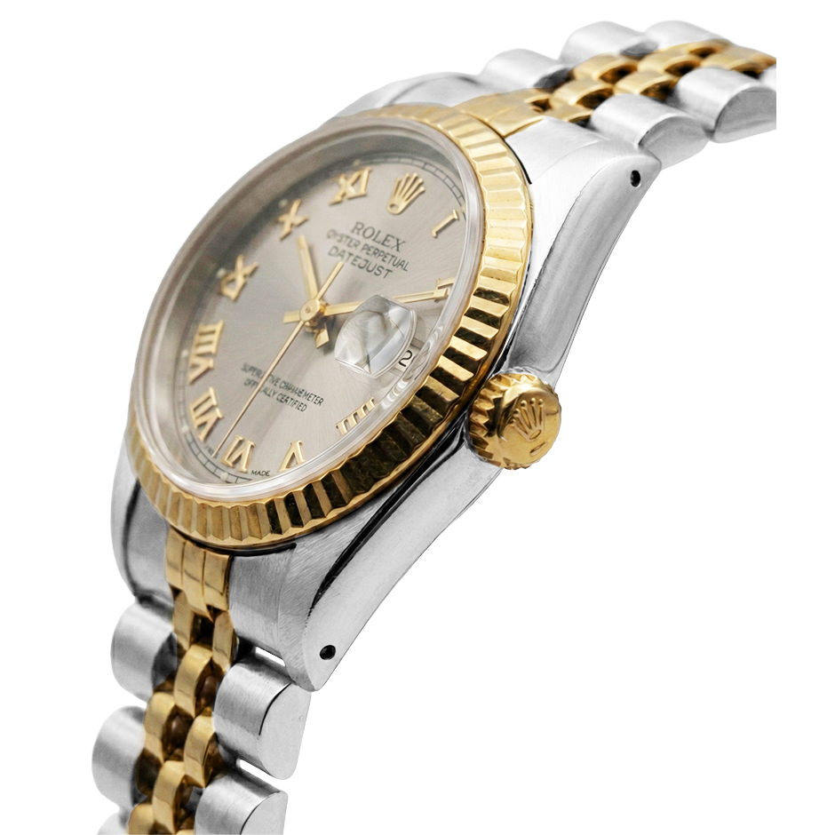 Montre Rolex Datejust pour femme, cadran romain gris bicolore