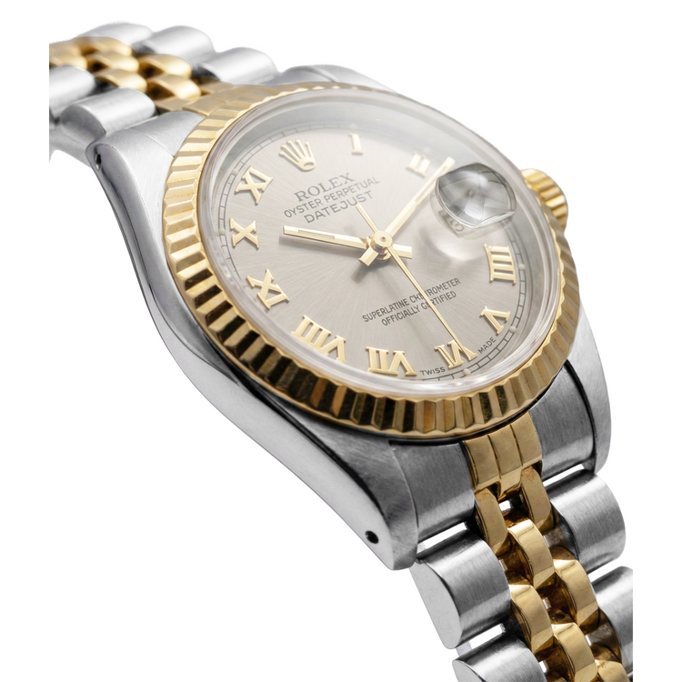 Montre Rolex Datejust pour femme, cadran romain gris bicolore