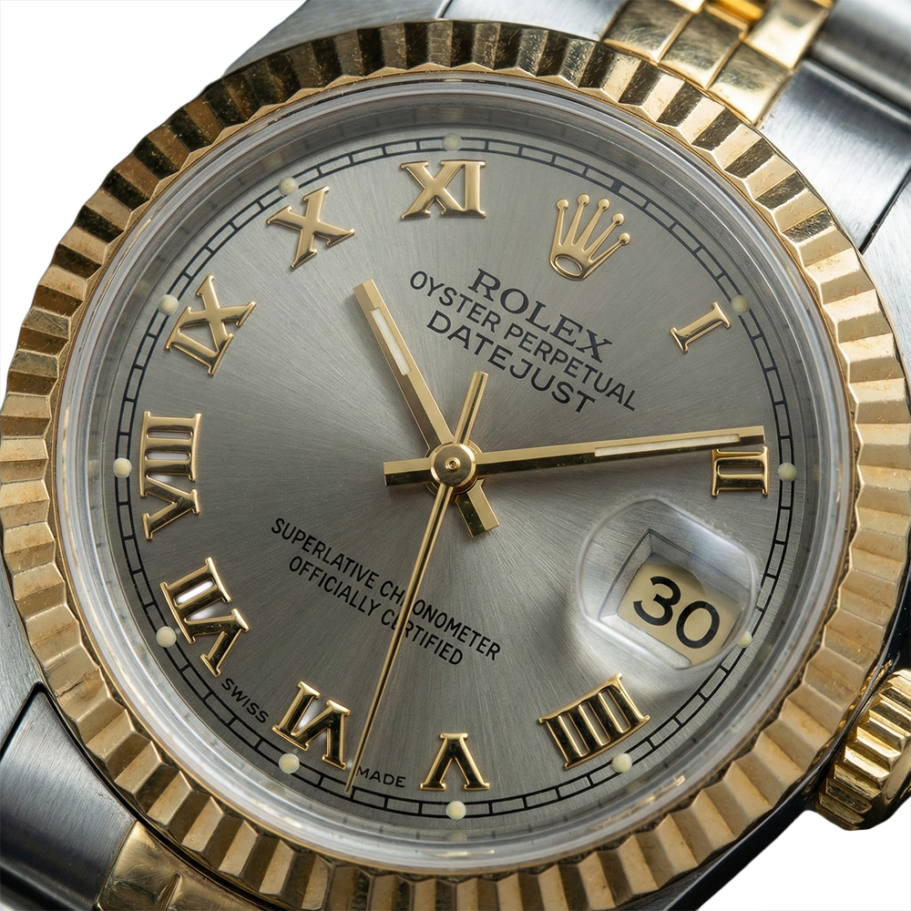 Montre Rolex Datejust pour femme, cadran romain gris bicolore