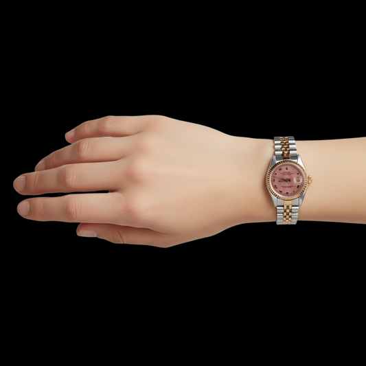 Montre Rolex Datejust pour femme, cadran romain, jubilé en acier inoxydable et or, lunette cannelée P2