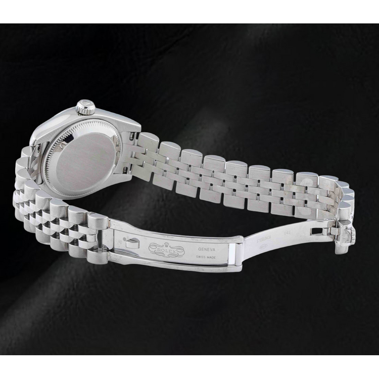Montre Rolex Datejust pour femme, cadran saumon 26 mm, lunette cannelée, fermoir invisible Jubilee