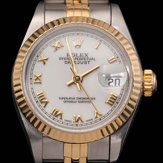 Montre Rolex Datejust pour femme huître en or massif et acier inoxydable