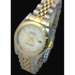 Montre Rolex Datejust pour femme huître en or massif et acier inoxydable