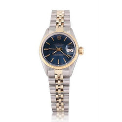 Montre Rolex Datejust pour femme, lunette cannelée, bracelet jubilé acier inoxydable et or
