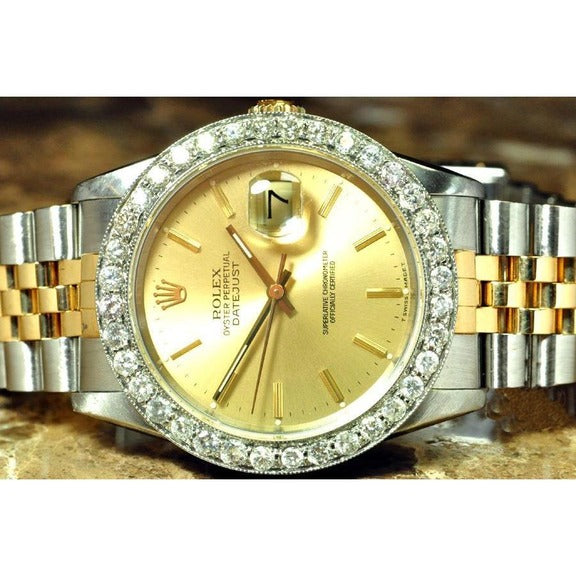 Montre Rolex Datejust pour homme avec lunette en diamant et bracelet 