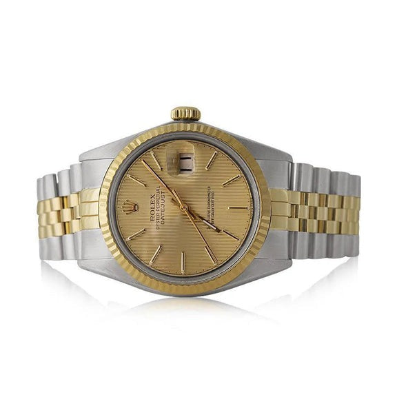 Montre Rolex Datejust pour homme, bracelet jubilé, cadran tapisserie acier inoxydable et or