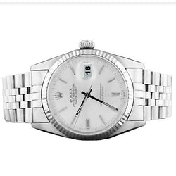 Montre Rolex Datejust pour homme, cadran argenté, lunette cannelée, bracelet acier inoxydable