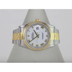 Montre Rolex Datejust pour homme, lunette lisse, cadran romain blanc, réglage rapide
