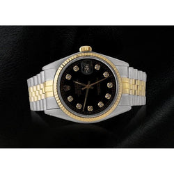 Montre Rolex Datejust pour hommes à deux tons avec cadran en diamant et bracelet jubilé