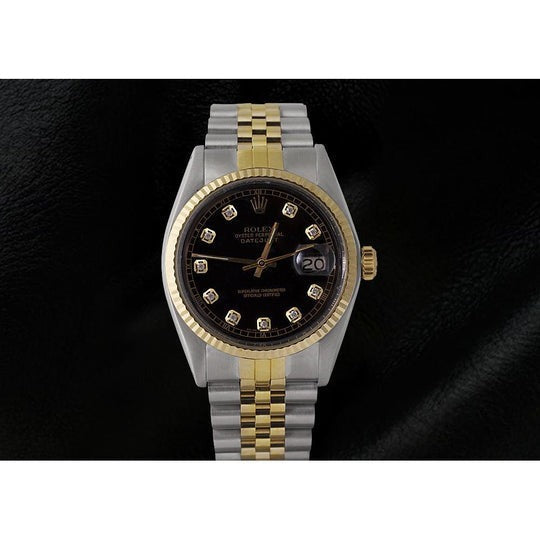 Montre Rolex Datejust à deux tons avec cadran en diamant et bracelet jubilé
