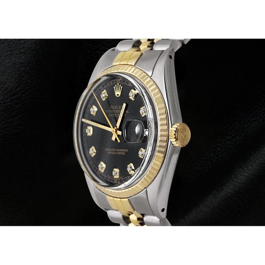 Montre Rolex pour hommes à deux tons avec cadran en diamant et bracelet jubilé
