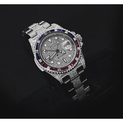 Montre Rolex GMT Master II pour homme avec diamants personnalisés glacés 10 ct