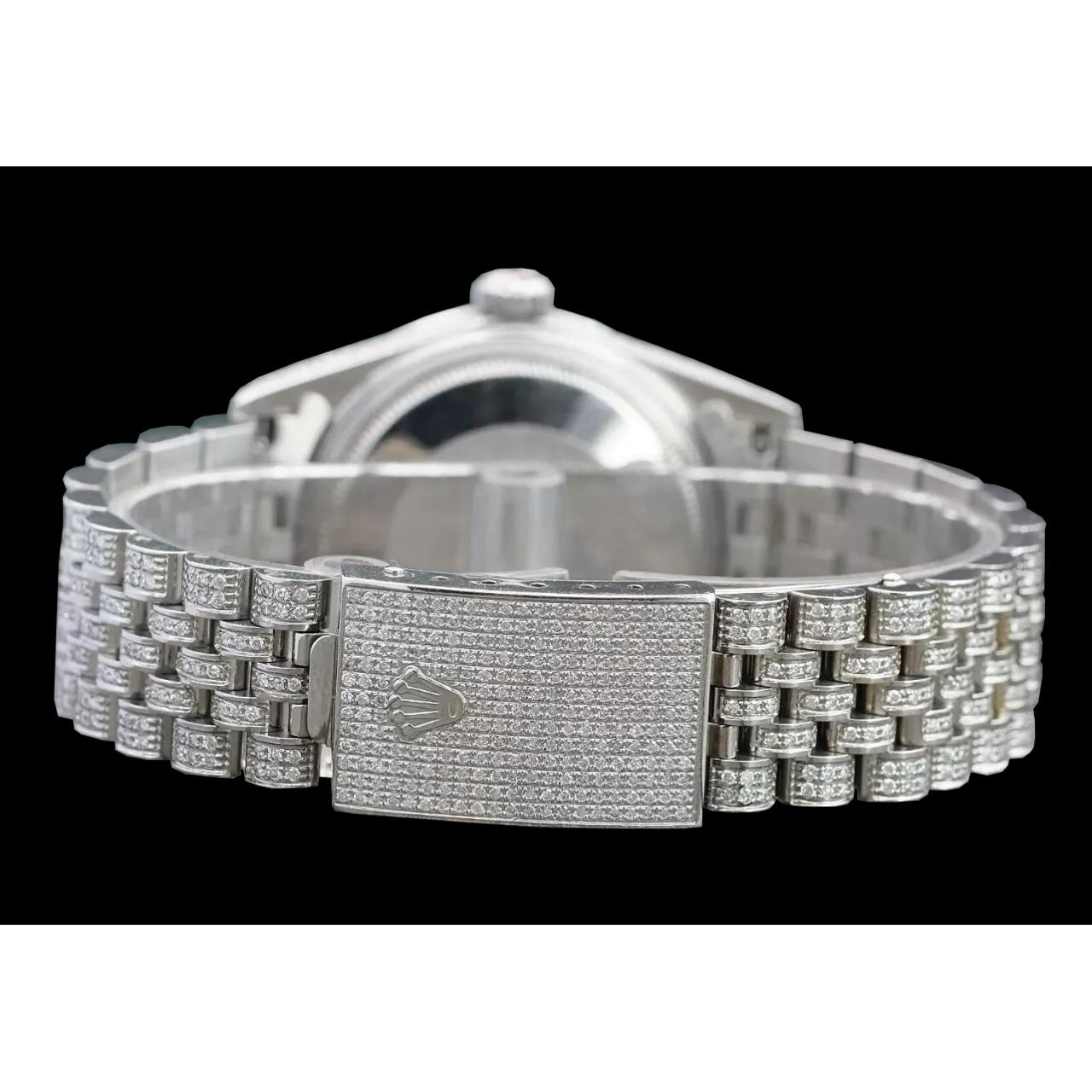 Montre Rolex Iced Out Diamond 12 carats avec cadran romain de 36 mm en acier inoxydable