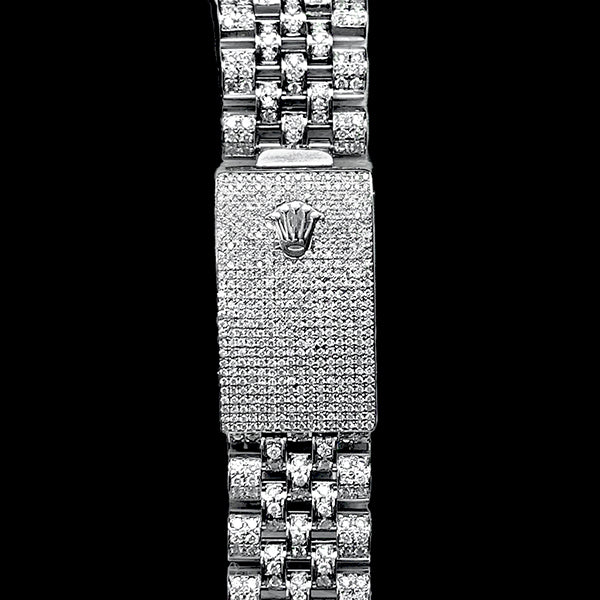 Montre Rolex Iced Out Diamond 12 carats avec cadran romain de 36 mm en acier inoxydable