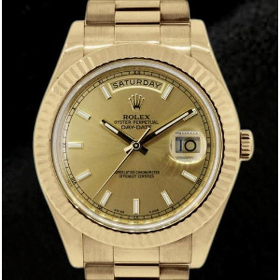 Montre Rolex Jour Date 2 cadran champagne 41 mm pour homme en or jaune