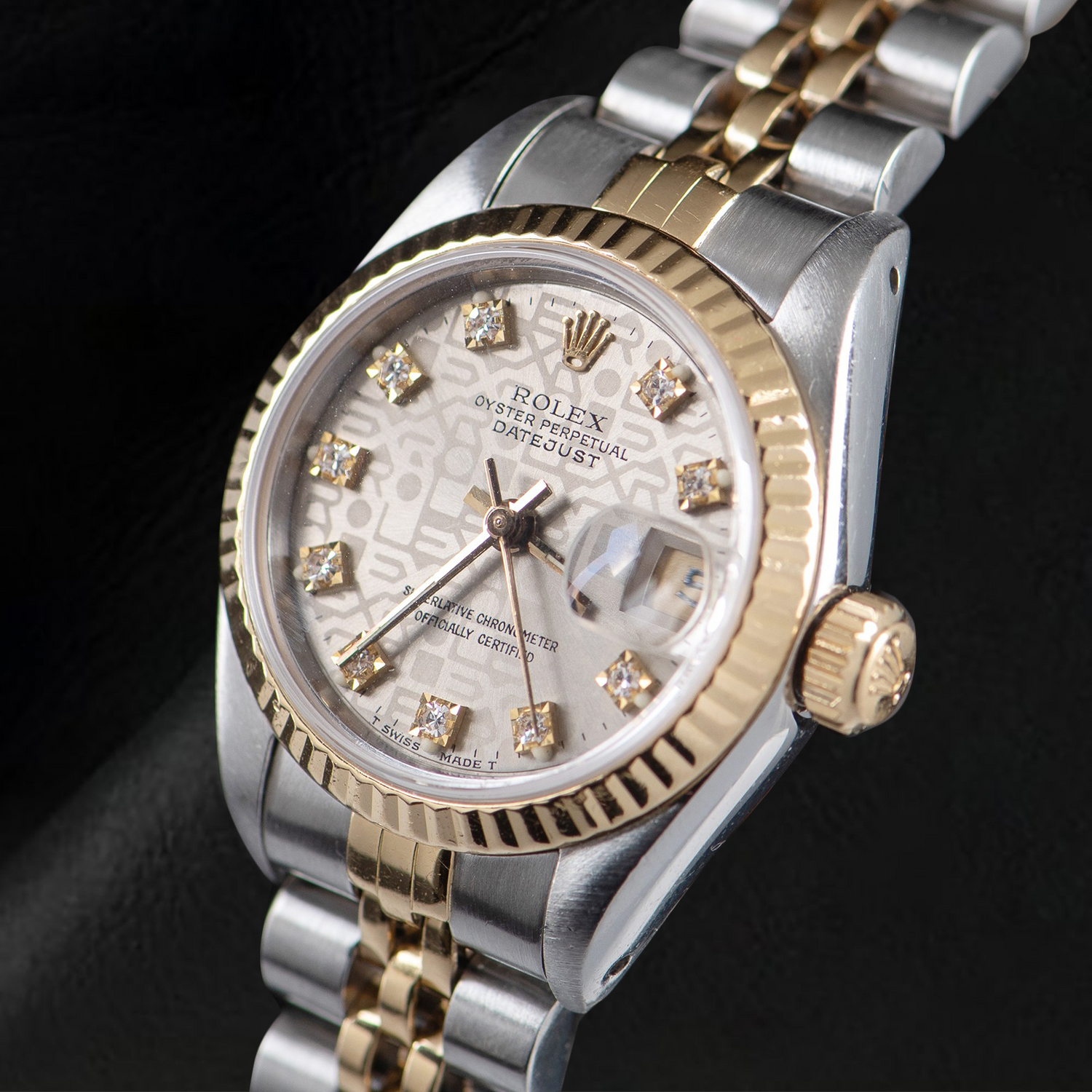 Montre Rolex Lady Datejust 26 mm, cadran jubilé argent et diamants, deux tons