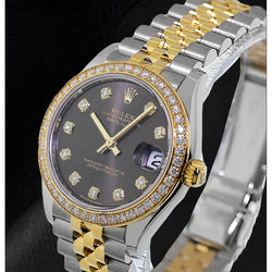 Montre Rolex Lady Datejust 31 mm rhodiée et diamants bicolore