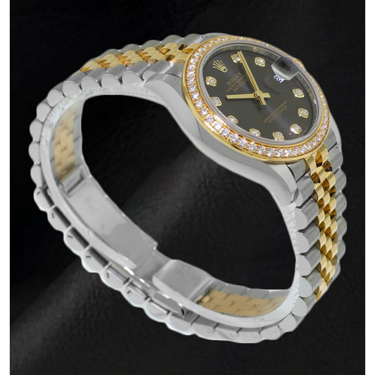 Montre Rolex Lady Datejust 31 mm rhodiée et diamants bicolore