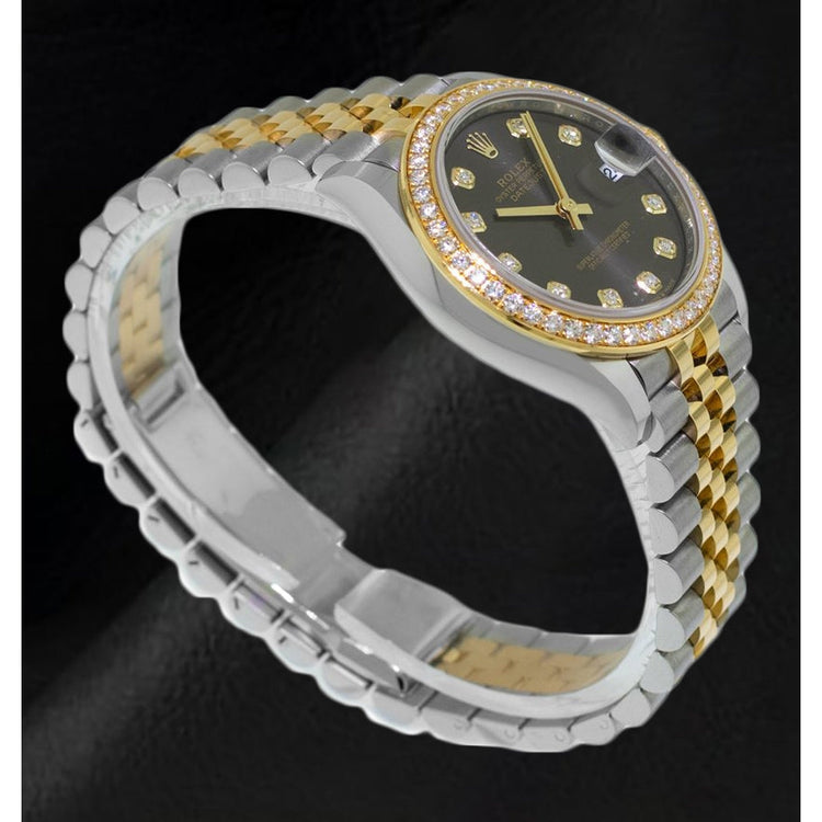 Montre Rolex Lady Datejust 31 mm rhodiée et diamants bicolore