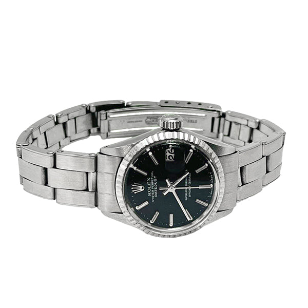 Montre Rolex Lady Datejust cadran noir en acier inoxydable 26 mm
