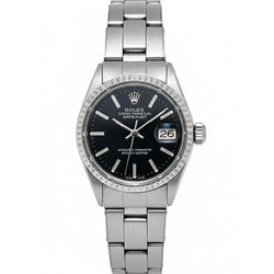 Montre Rolex Lady Datejust cadran noir en acier inoxydable 26 mm