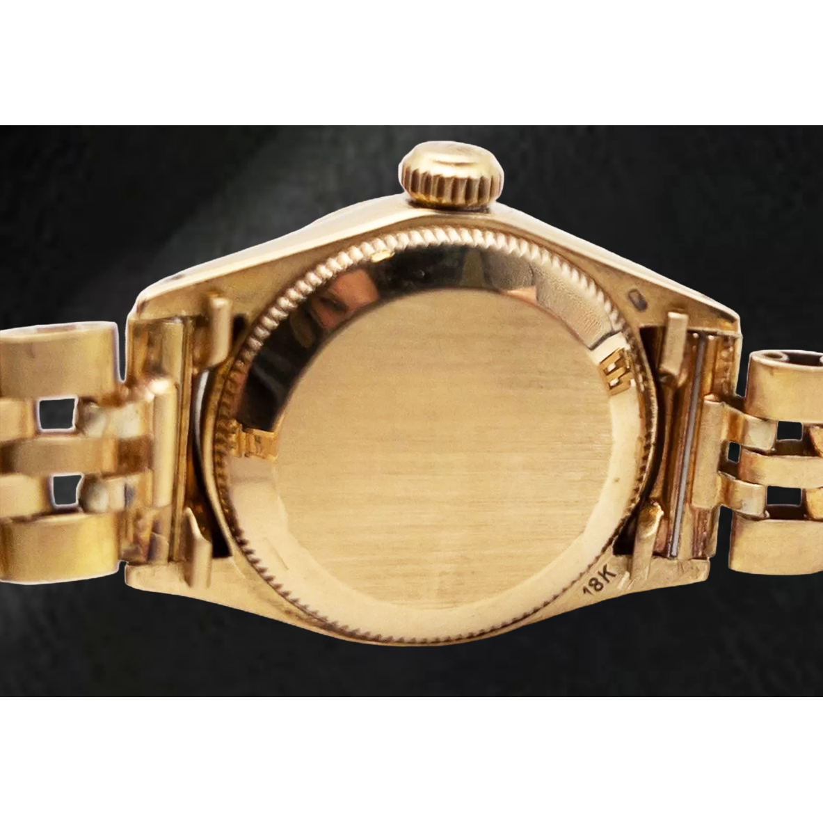 Montre Rolex Lady Datejust en or jaune avec cadran en diamant et chaîne en nacre rose