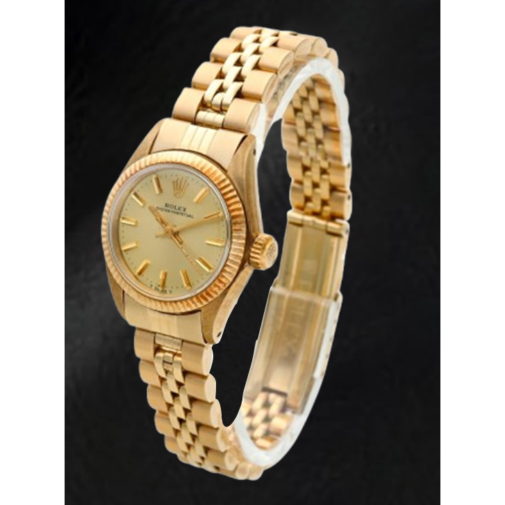 Montre Rolex Oyster Perpetual 24 mm avec cadran champagne et or jaune