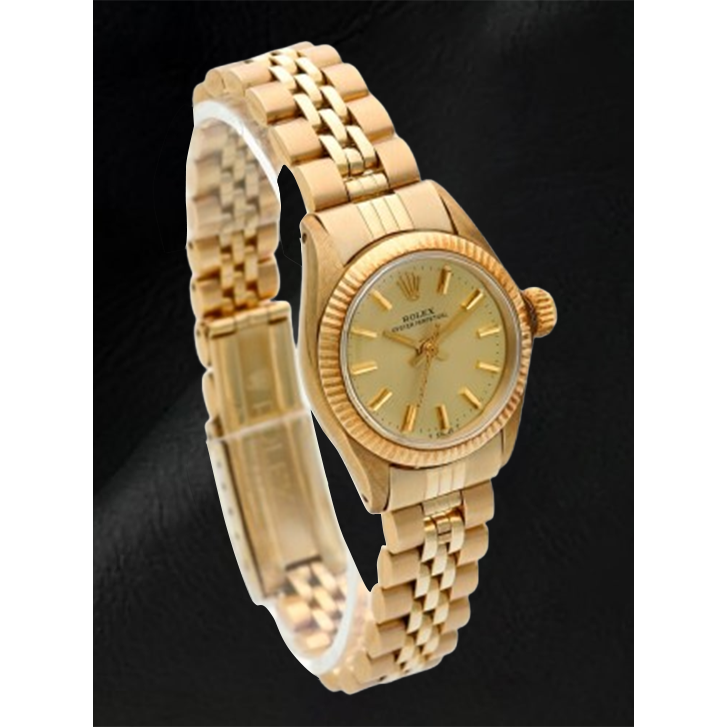 Montre Rolex Oyster Perpetual 24 mm avec cadran champagne et or jaune