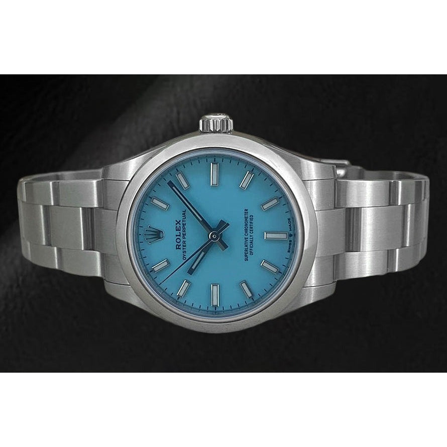 Montre Rolex Oyster Perpetual 31 mm pour femme avec cadran lumineux Tiffany en acier