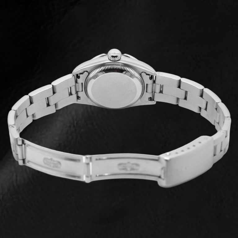 Montre Rolex Oyster Perpetual en acier inoxydable avec cadran diamant rose de 24 mm
