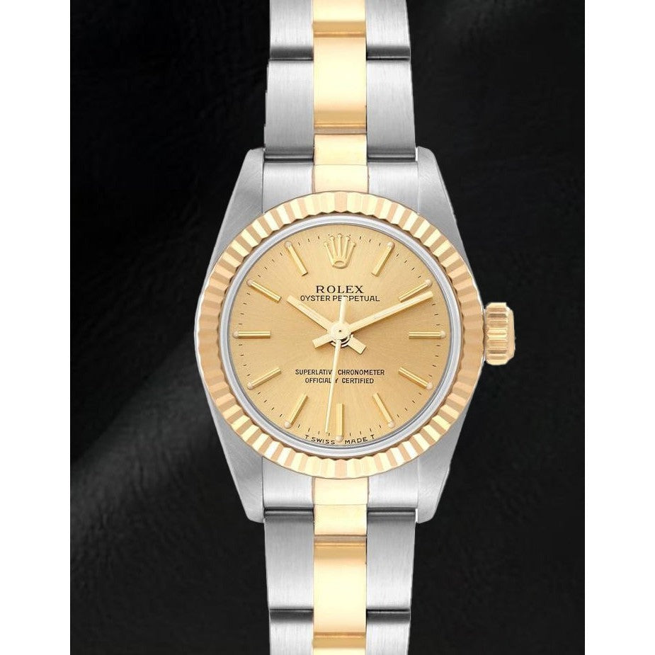Montre Rolex Oyster Perpetual pour femme avec cadran champagne 67193