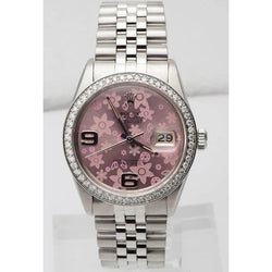 Montre Rolex à cadran fleur rose acier inoxydable jubilé diamant Rolex Datejust réglage rapide