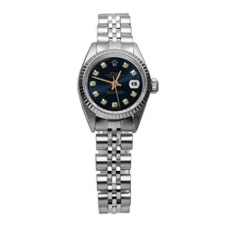 Montre Rolex avec cadran en diamant noir et bracelet jubilé en acier inoxydable