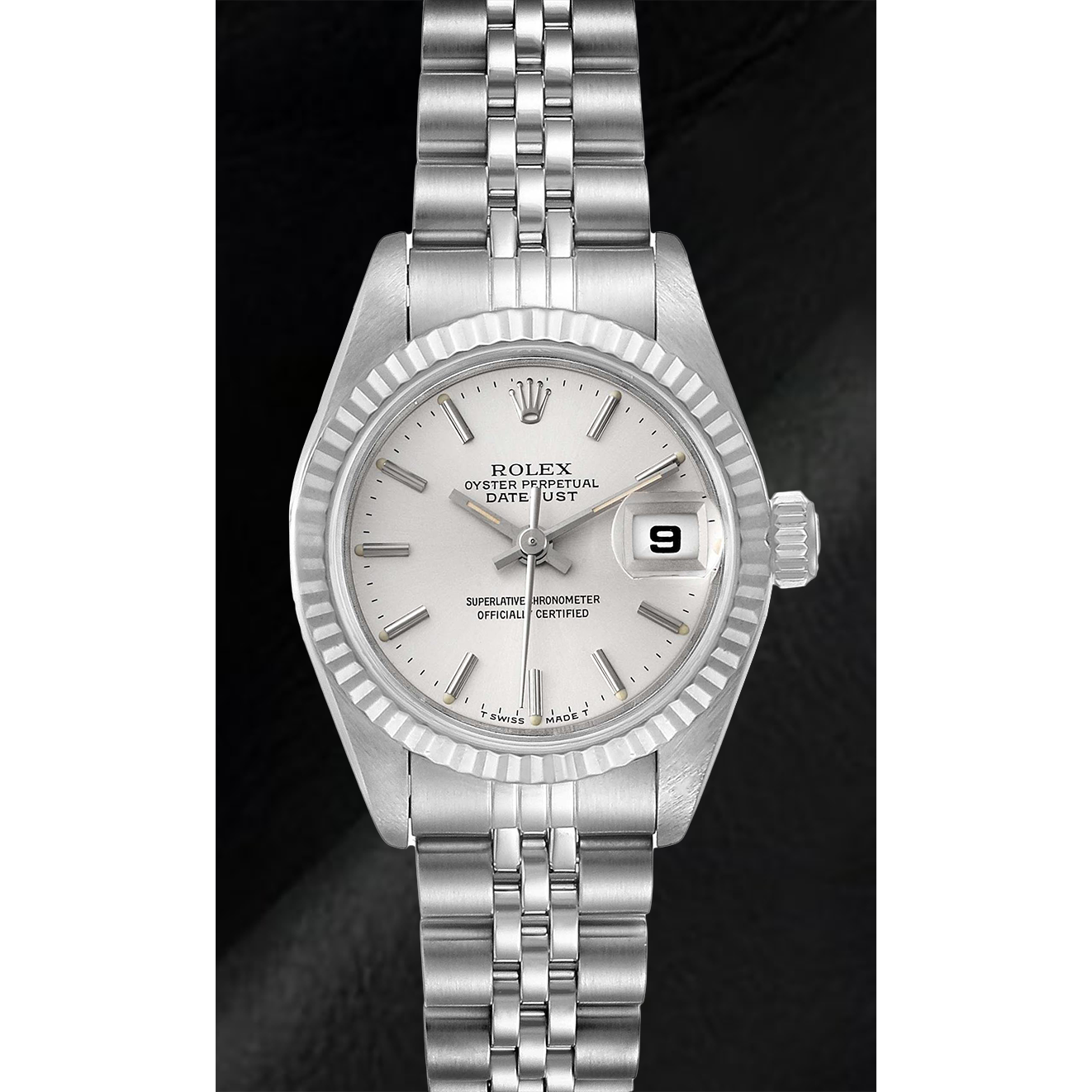 Montre Rolex dame-Datejust 26 mm en acier inoxydable avec cadran argenté