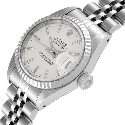Montre Rolex dame-Datejust 26 mm en acier inoxydable avec cadran argenté