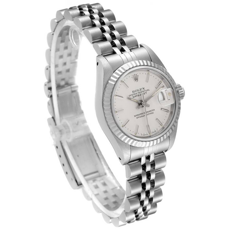 Montre Rolex dame-Datejust 26 mm en acier inoxydable avec cadran argenté