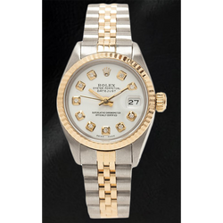 Montre Rolex dame Datejust à cadran bicolore en nacre 26 mm