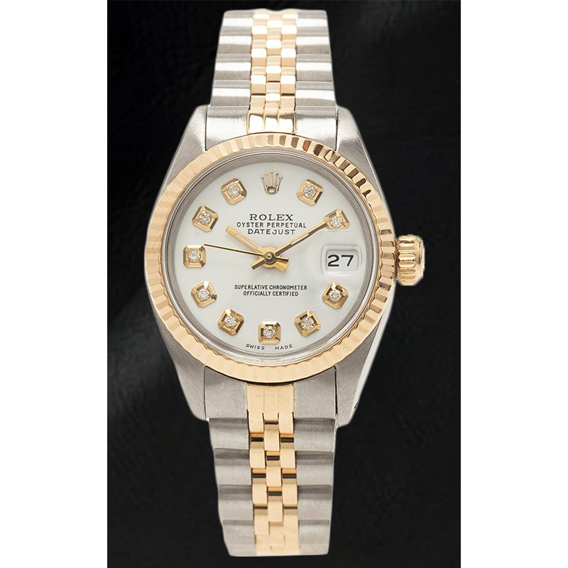 Montre Rolex dame Datejust à cadran bicolore en nacre 26 mm
