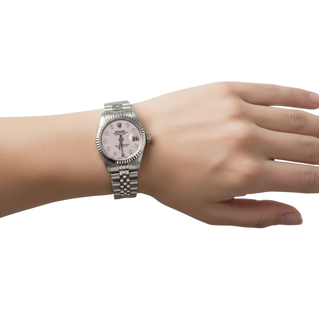 Montre Rolex datejust avec cadran en diamant blanc et montre en acier inoxydable Jubilé P5