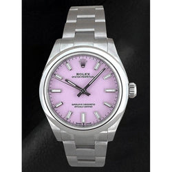 Montre Rolex huître Perpétuelle 31 mm en acier inoxydable avec cadran rose bonbon