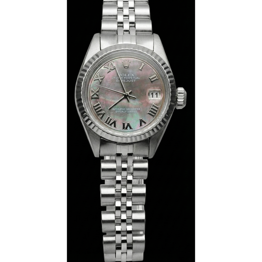 Montre Rolex jubilé en acier inoxydable à cadran romain gris Rolex