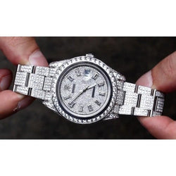 Montre Rolex à lunette en diamant personnalisée Datejust Ii Montre pour homme acier inoxydable 29 Ct